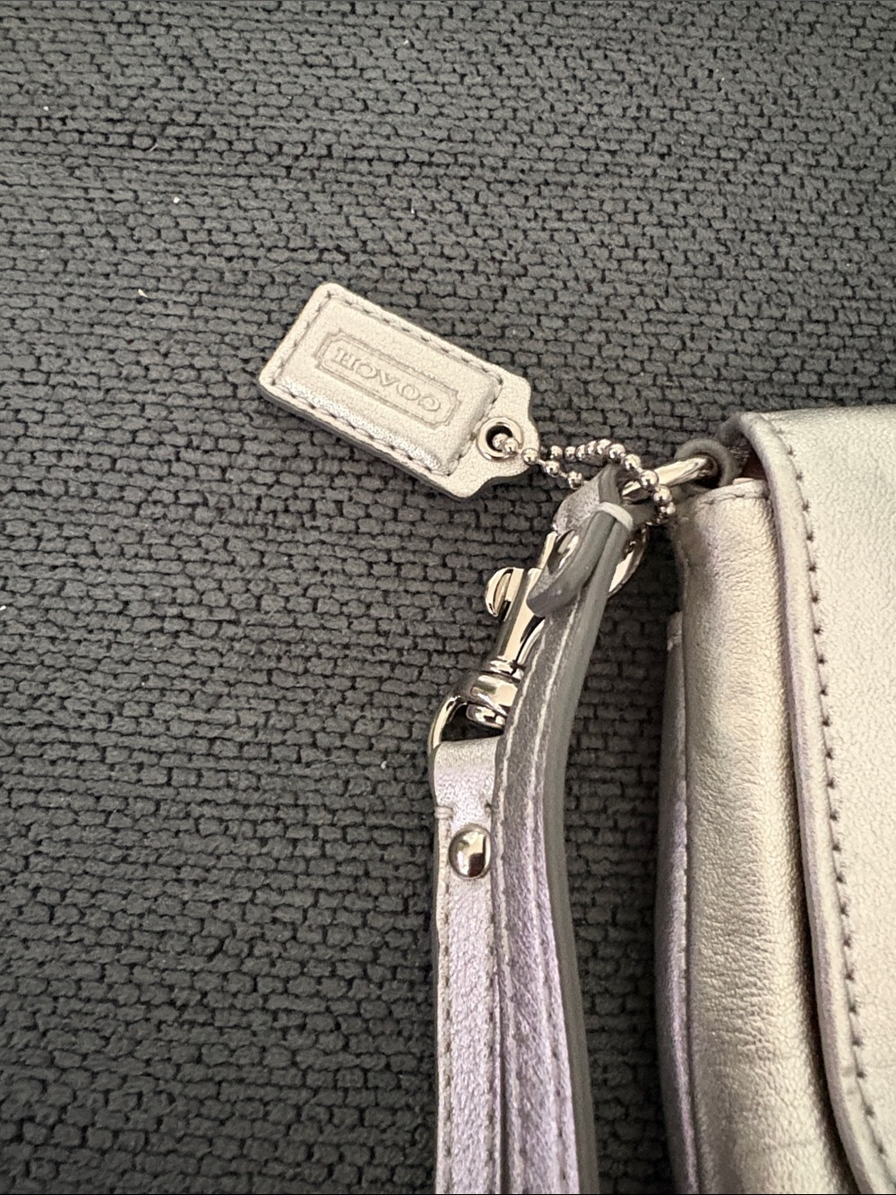 Coach Metallic Silver Wristlet Clutch - Picture 4 of 13